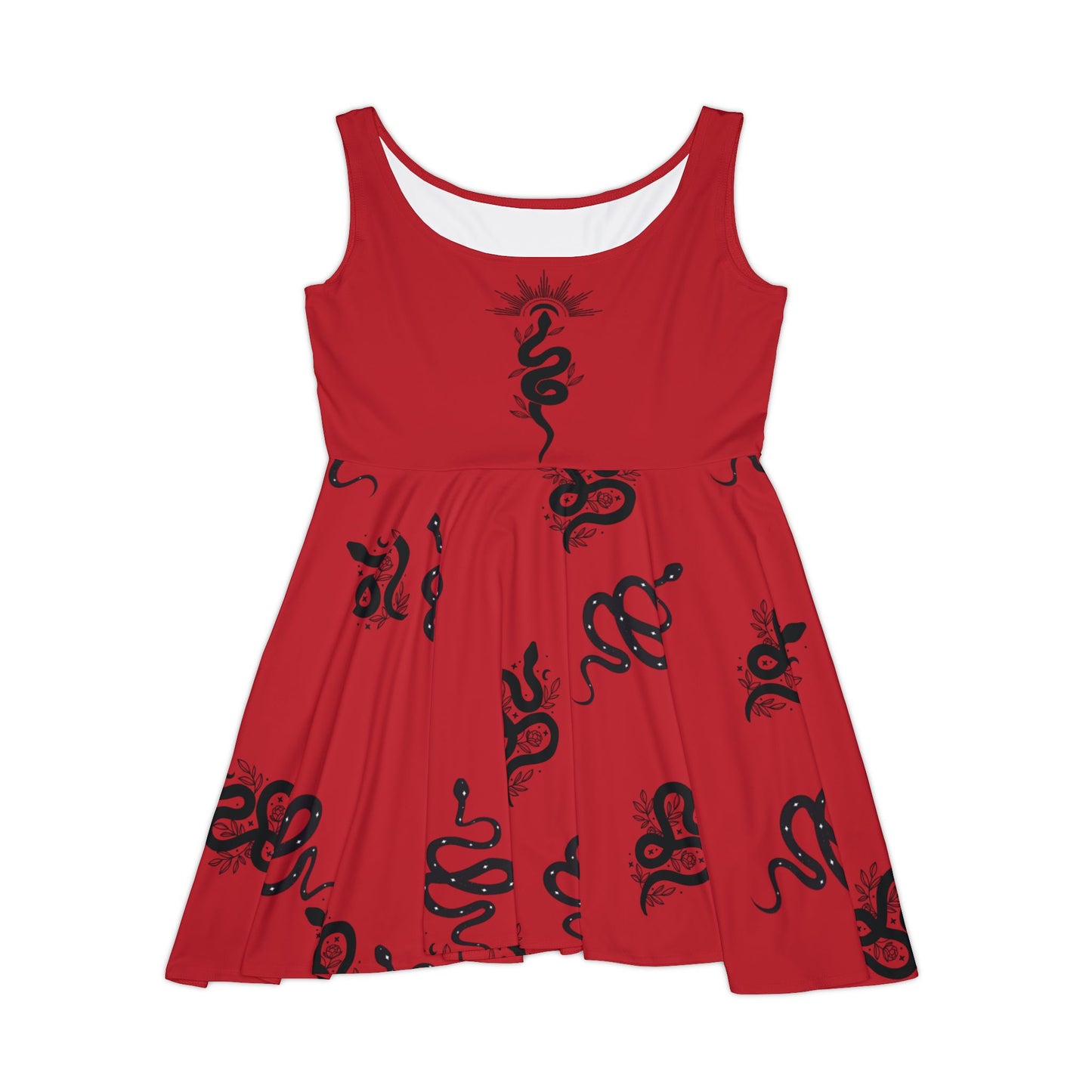 Red Snakes Skater Dress, Women's clothing, Halloween Party Dress, Sexy Red Dress