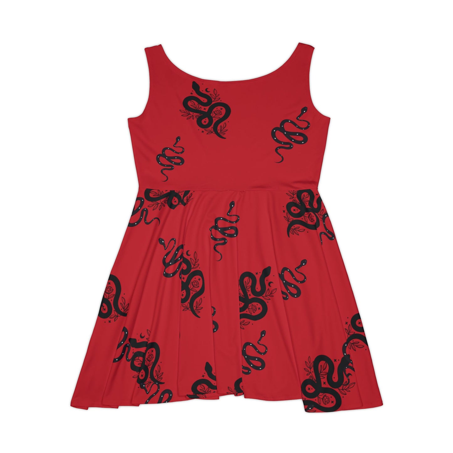 Red Snakes Skater Dress, Women's clothing, Halloween Party Dress, Sexy Red Dress