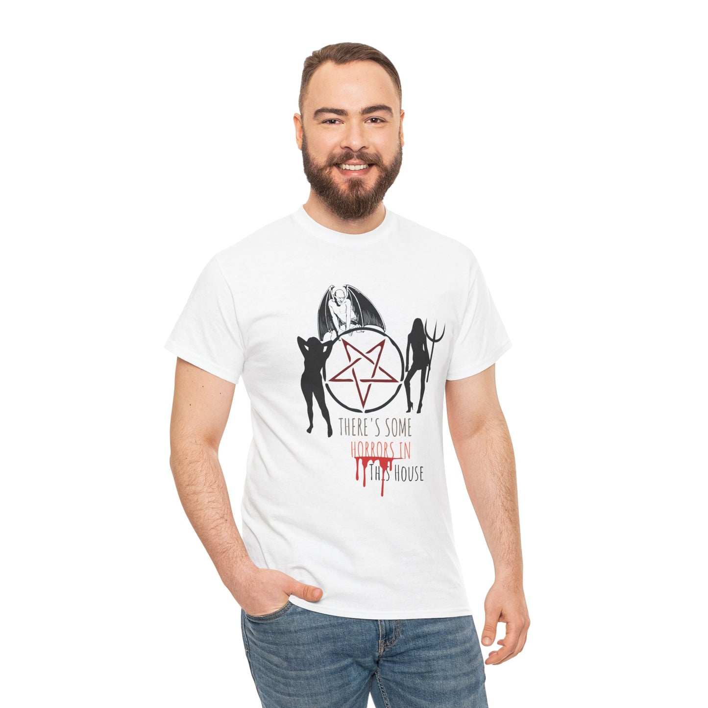 Es gibt Horrors in diesem Haus Halloween Shirt, Unisex, Satire, Gothic, Gruselige Jahreszeit T-Shirt