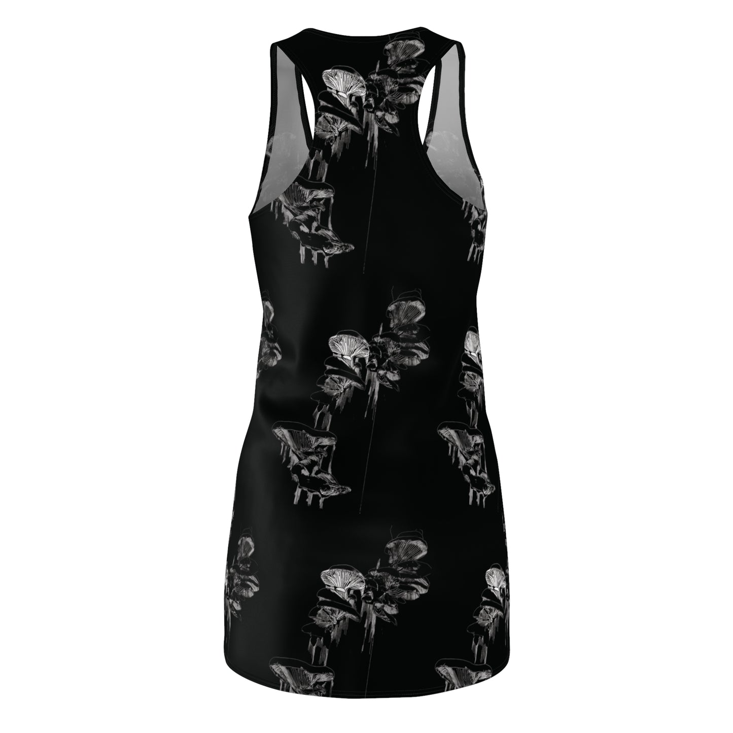 Trippy Mushrooms Dress, Black Goth Women's Dress, Spooky Dresses