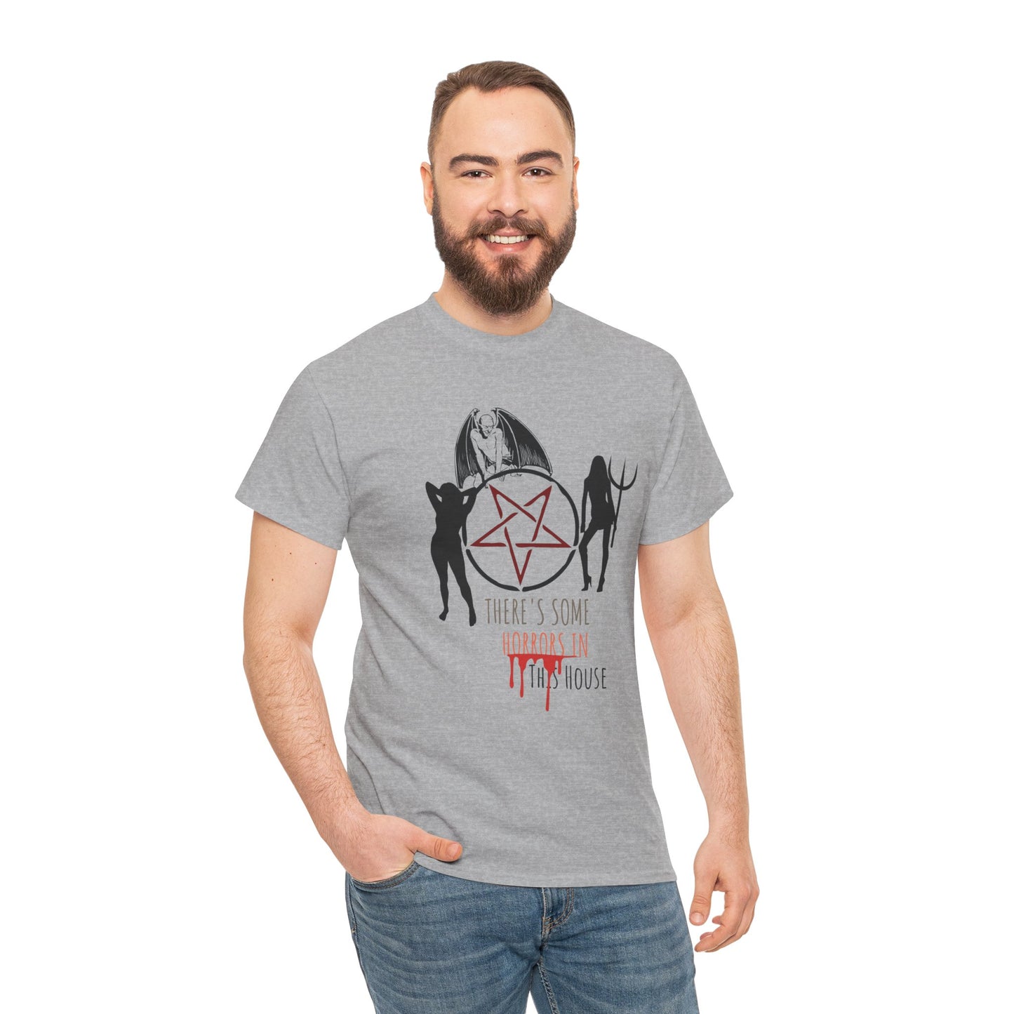 Es gibt Horrors in diesem Haus Halloween Shirt, Unisex, Satire, Gothic, Gruselige Jahreszeit T-Shirt